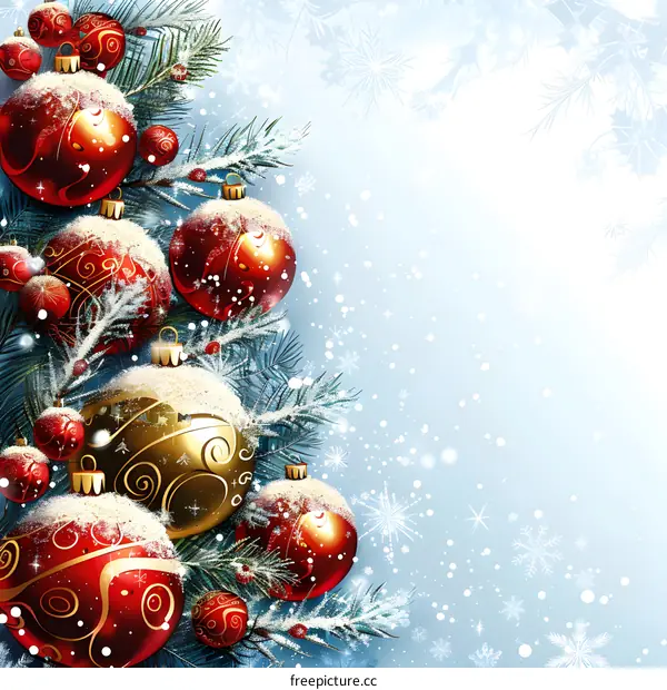 Christmas Tree With Red And Gold Ornaments