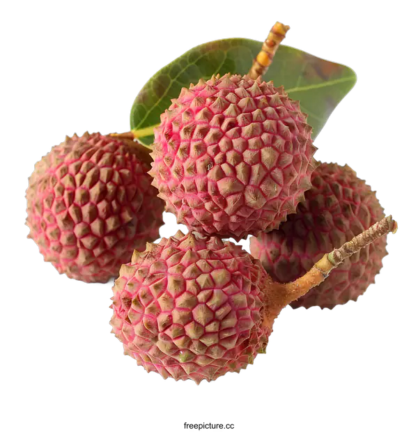 [Transparent Background PNG]Fresh Lychee Fruit with Leaf