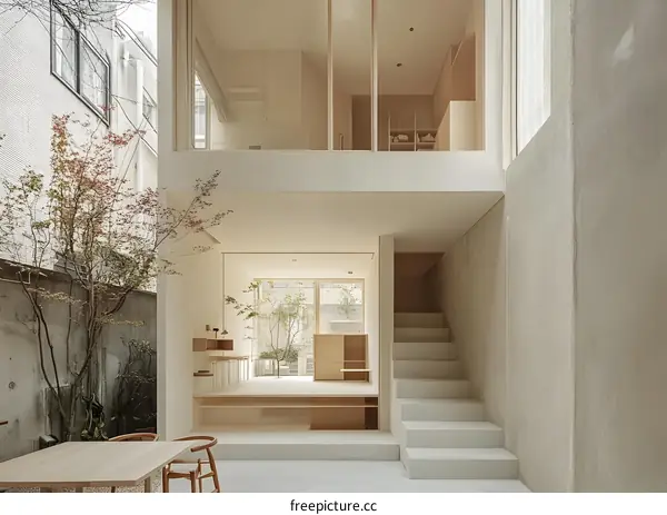 Minimalist Modern Home Design with Light Filled Interior and Open Courtyard