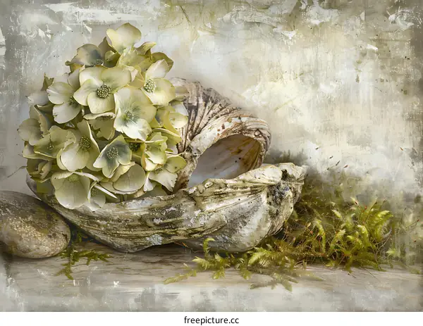 Seashells Flowers Rustic Decor Photography