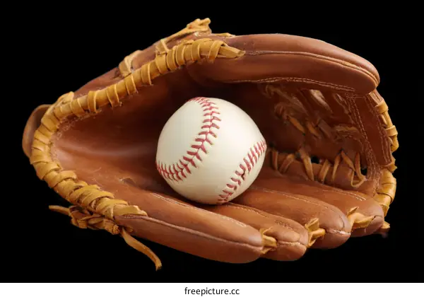 Baseball Glove Holding a Ball Close-up