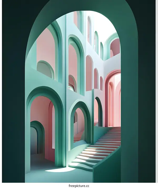 Abstract Architecture With Archways and Stairs