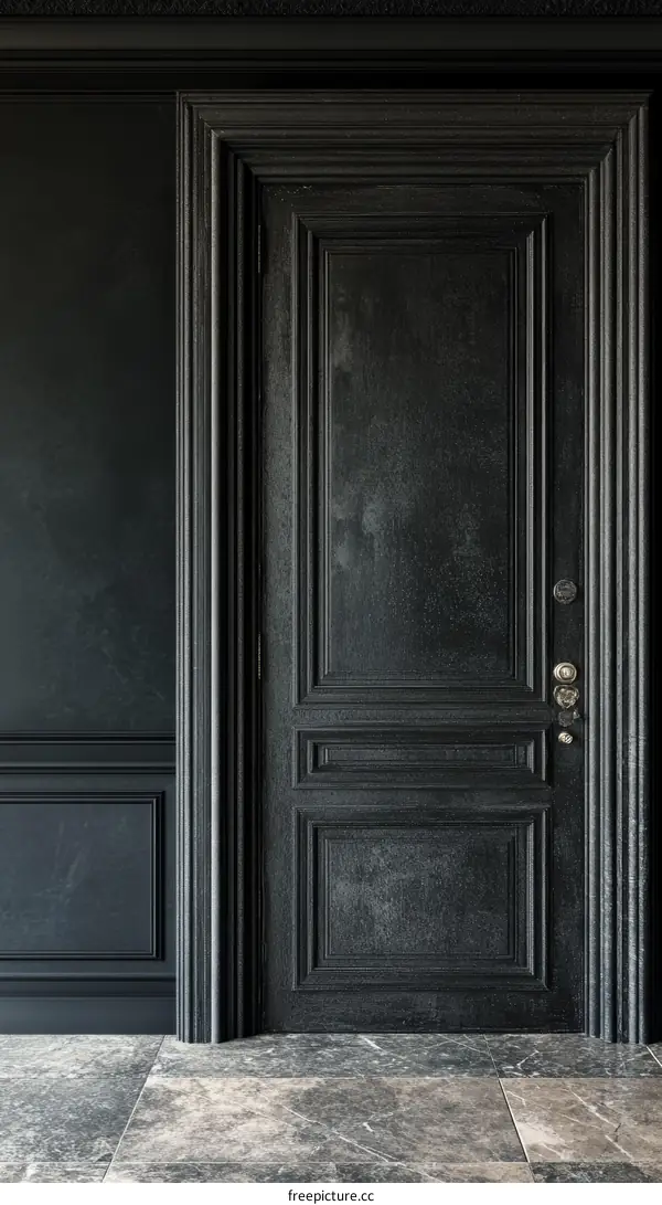Classic Black Door in a Luxurious Hallway