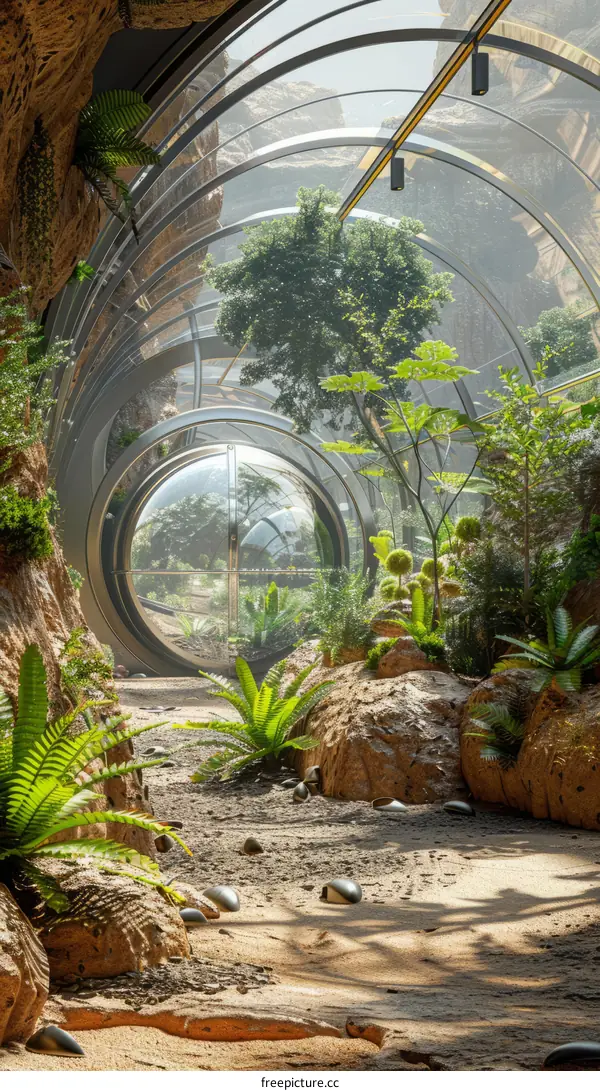 futuristic underground botanical garden