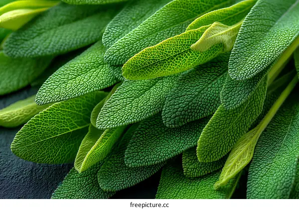 Close Up Fresh Sage Leaves