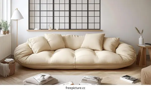 Modern Minimalist Beige Sofa Interior Design