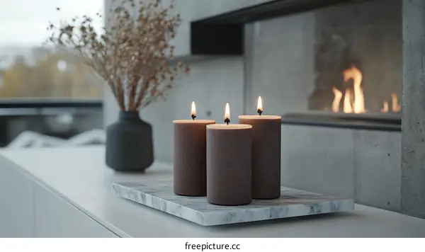 Cozy Interior Scene with Candles and Dried Flowers