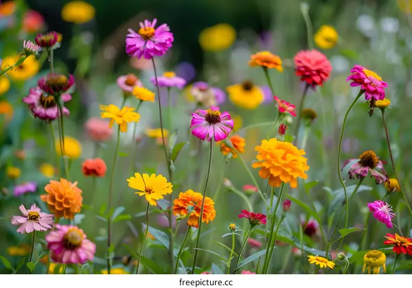 Colorful Flowers in a Garden Meadow