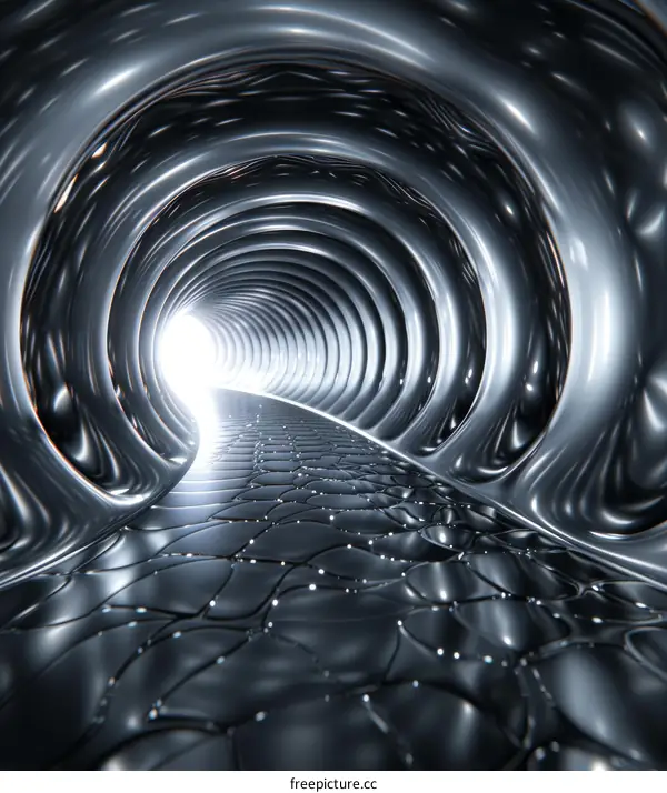 Abstract Futuristic Metal Tunnel Pathway