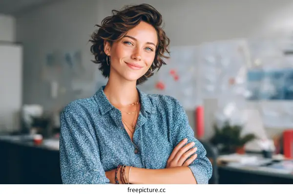 Confident Woman in Modern Office Setting