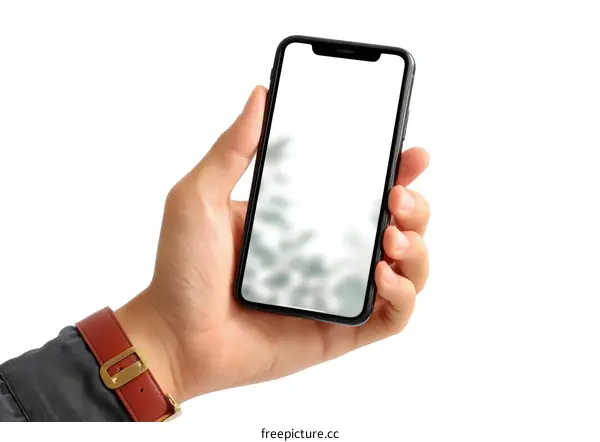 Hand Holding Smartphone with Blank Screen