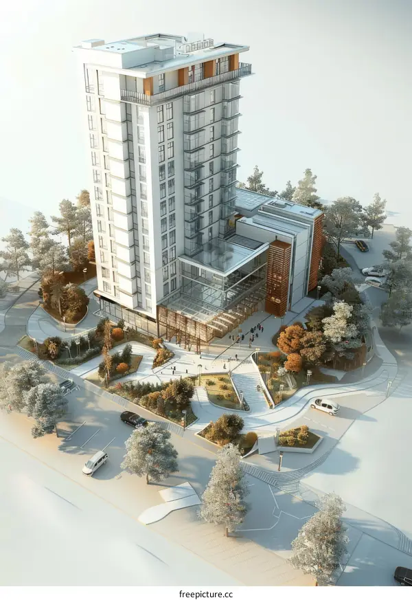 Modern Residential Complex with Lush Landscaping