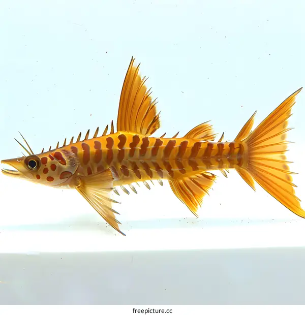 Striped Orange Fish on White Background