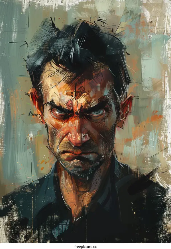 A Portrait of a Man with an Intense Expression