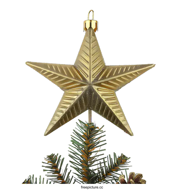 [Transparent Background PNG]Gold Star Christmas Tree Topper Decoration