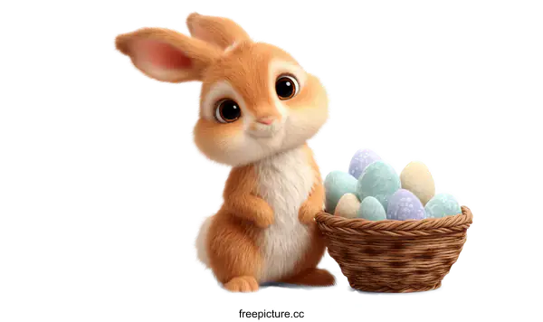 [Transparent Background PNG]Cute Cartoon Bunny with Easter Eggs