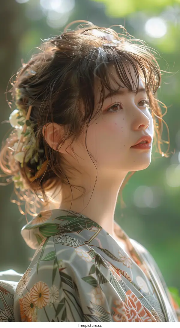 Beautiful Asian Woman in Traditional Japanese Kimono