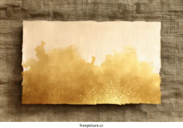 Abstract Gold Watercolor Painting on Aged Paper