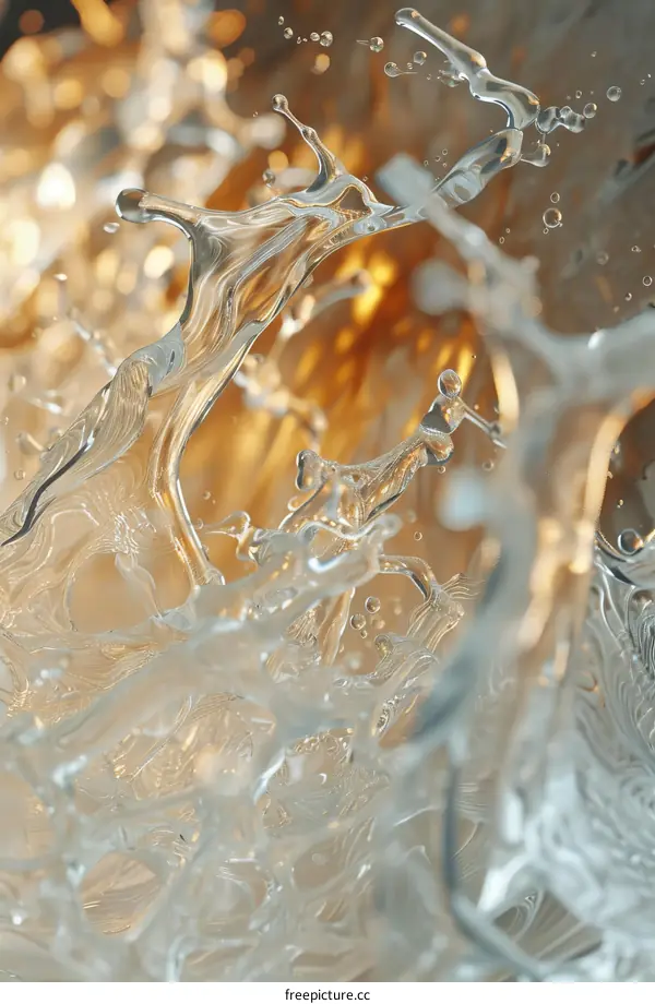 Golden Water Splash: Abstract 3D Rendering