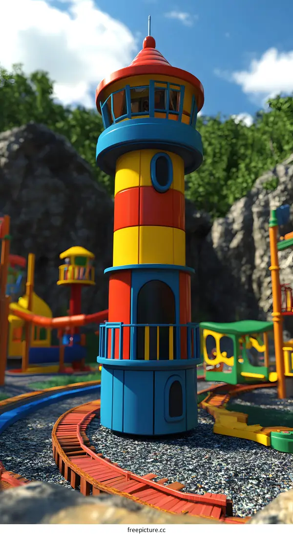 Colorful Lighthouse Play Structure on a Playground
