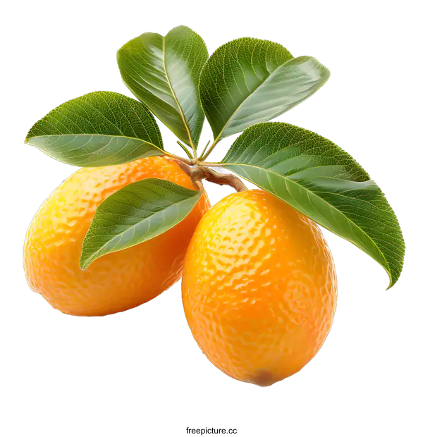 [Transparent Background PNG]Close-up photo of ripe kumquats with leaves