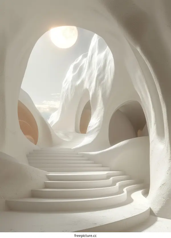 Futuristic White Minimalistic Staircase