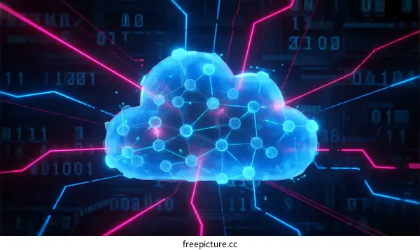 Cloud Computing Concept with Digital Network Connections and Data Flow