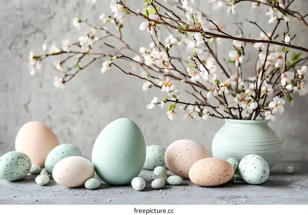 Easter Eggs and Spring Blossoms Arrangement