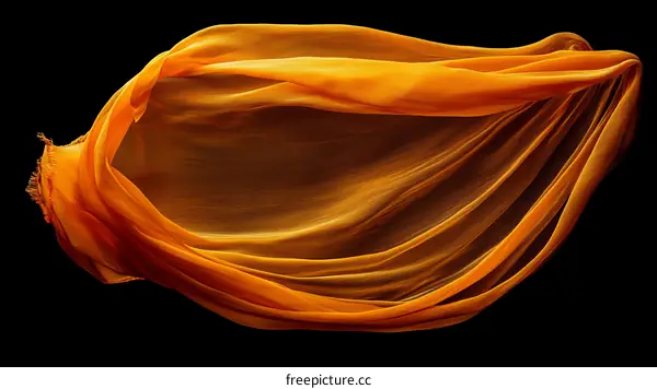 Dynamic Orange Fabric Flowing in the Air