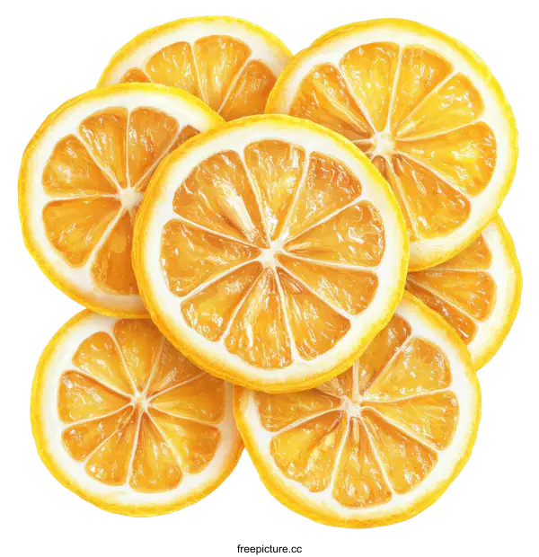 [Transparent Background PNG]Close Up Stack of Lemon Slices