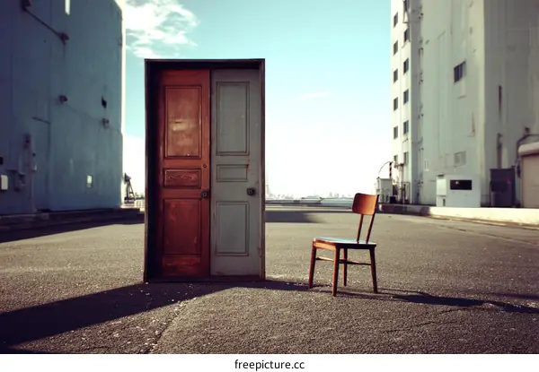 Lonely Chair in front of a Large Doorway