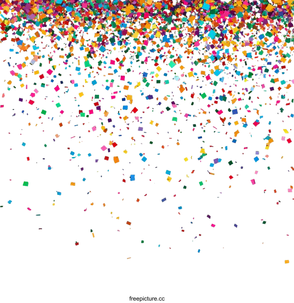 [Transparent Background PNG]Colorful Confetti Falling on White Background