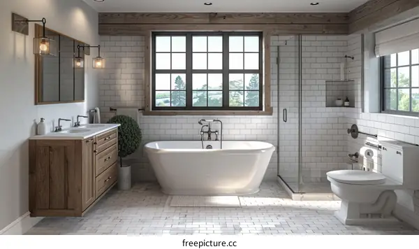 Rustic Farmhouse Style Bathroom Design