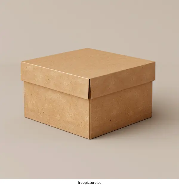 Brown cardboard box on beige background