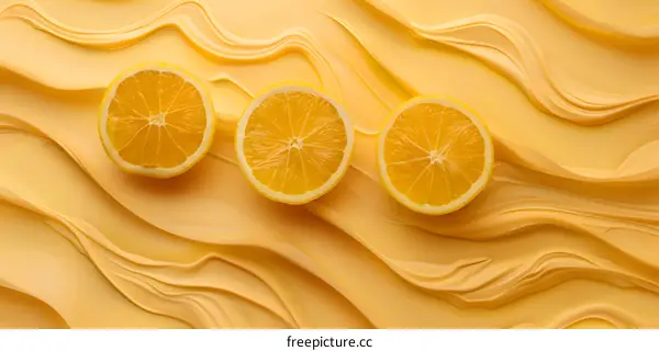 Lemon Slices on Yellow Background