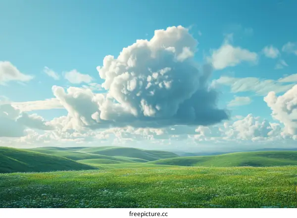 Green hills under the blue sky