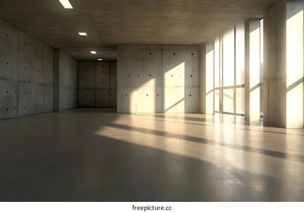 Empty Concrete Room With Large Window