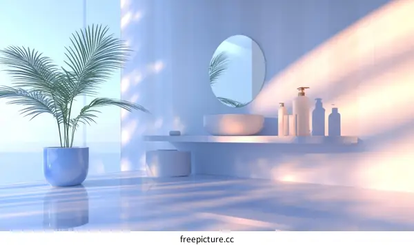 Modern Pastel Bathroom Interior Design Illustration