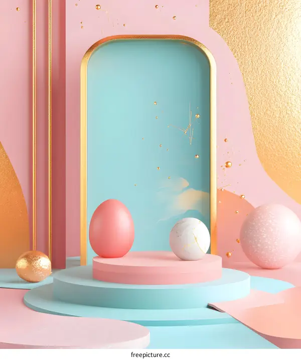 Abstract Easter Eggs Minimalist 3D Render