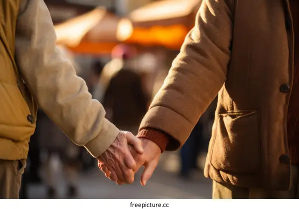 An Elderly Couple Holding Hands