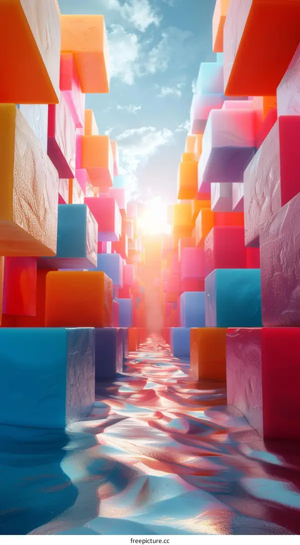 Hypnotic Cityscape: A Vivid 3D Illustration