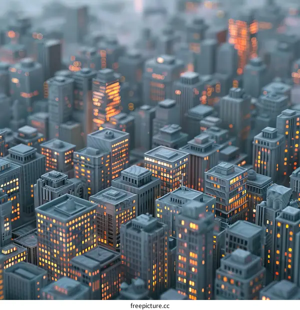 Aerial View of a Miniature Cityscape