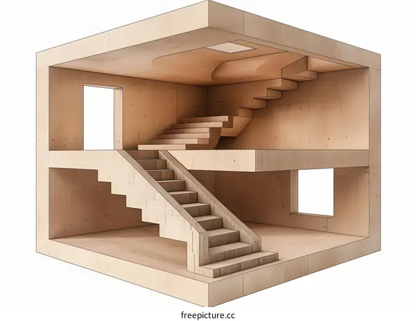 Isometric view of a two-story house