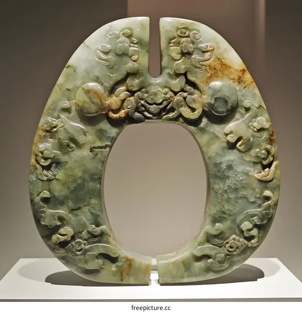 Ancient Chinese Jade Carving with Dragon Motifs