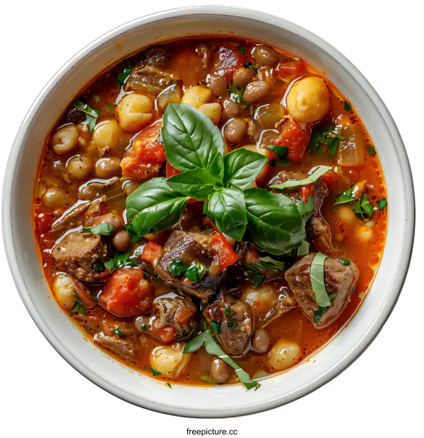 [Transparent Background PNG]Hearty Beef and Bean Soup