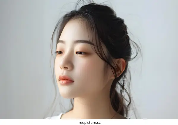Portrait of a Young Asian Woman with a Soft Gaze
