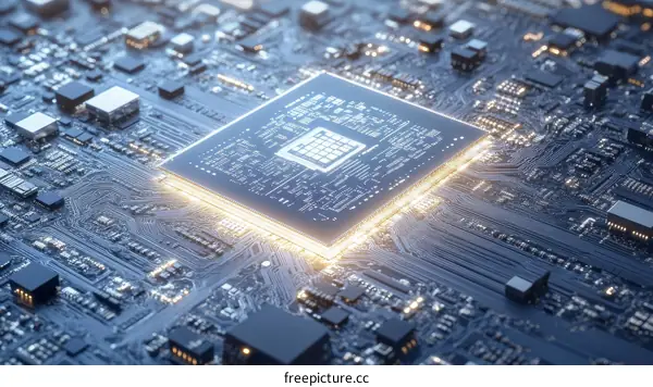 High-Tech Computer Circuit Board with Processor