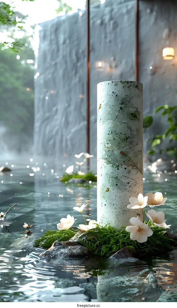 Zen Garden with Waterfall