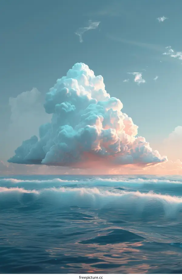 Large white clouds over the ocean.