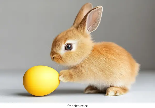 Adorable Baby Easter Bunny Holding Egg